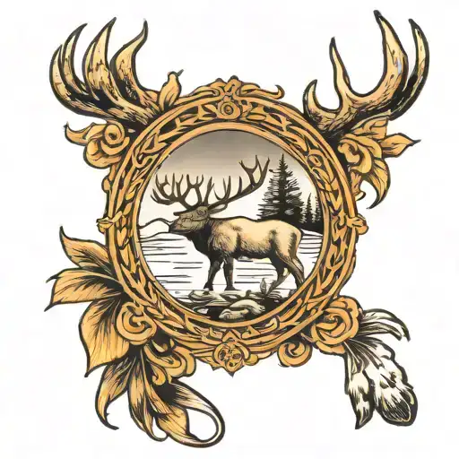 Hunting Elk Duck Bear Oval Frame