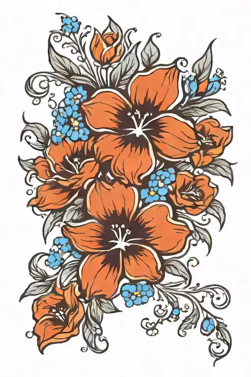 Dog Paw Print With Larkspur Flowers