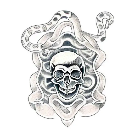 Skull With Snake Body