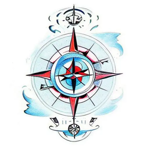 A Compass Made Of Swords Going Through A Man's Head