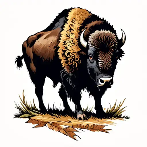 Bison Black Grey Tattoo