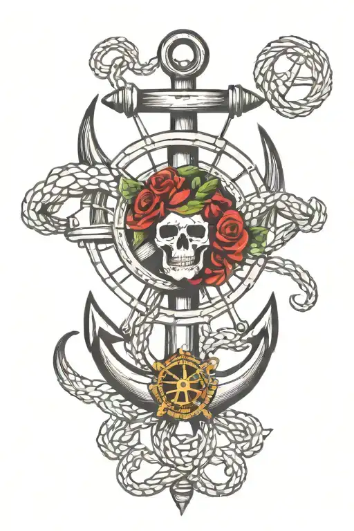 Kraken Ships Wheel Anchor Intertwined