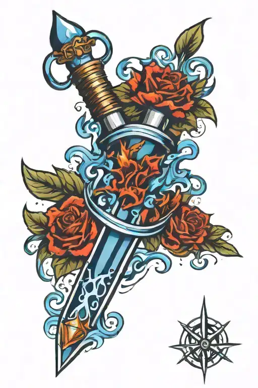 Dagger Wrapped In Blue Flames