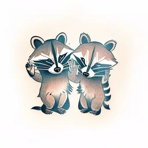 A Raccoon Couple In Love Wearing Traditional Bandit Masks