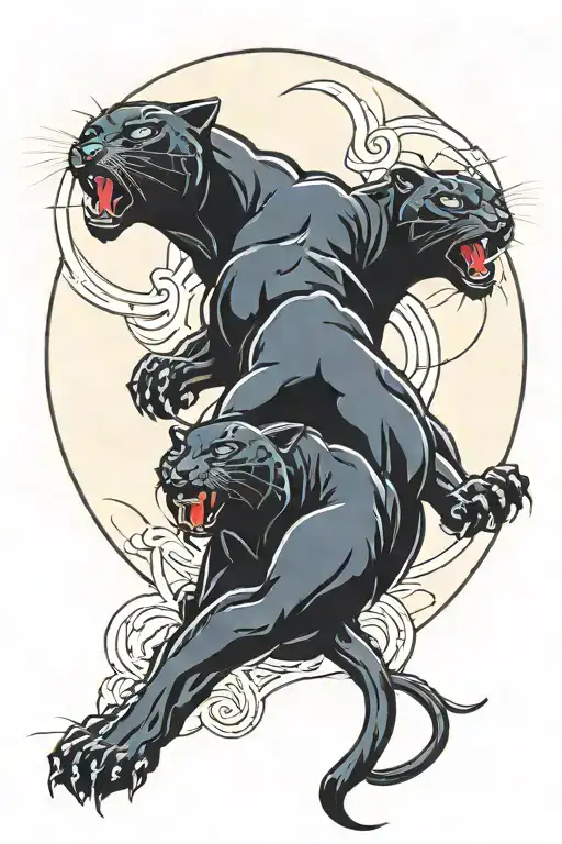 Double Black Panther In Ying-yang Position
