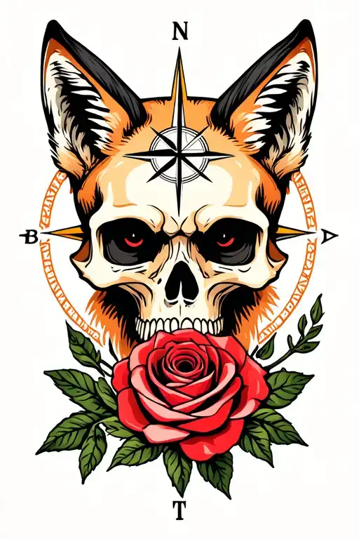 Fox Rose Compass Skull