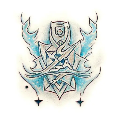 A Traditional-style Tattoo Of A Geeky Symbol With A Supernatural Twist