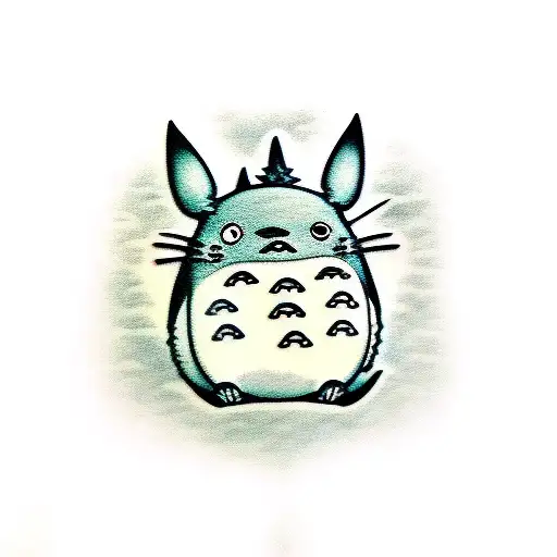 My Neighbor Totoro Black And White Tattoo Flash Outline Only