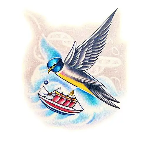Nautical Swallow With Music Theme