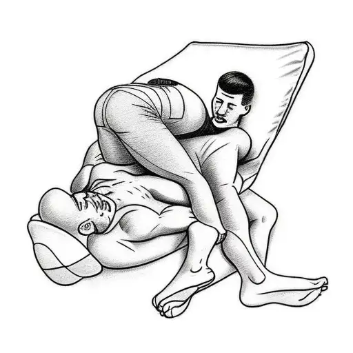 Line Drawing Of 2 Fit Guys Spooning With No Detail Just The Outline Of Two Bodies