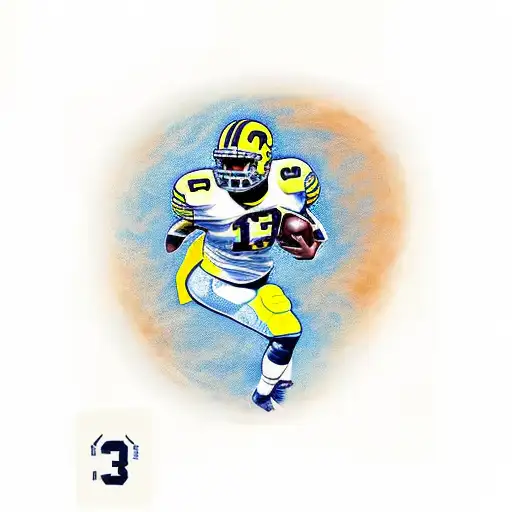 Tattoo Of Michigan University Football Helmet With The Number 38