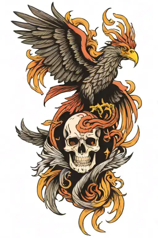Skull And Pheonix And Snake