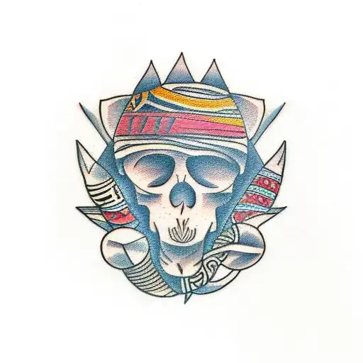 African Tribal Tattoo Representing The Desert And The Forest