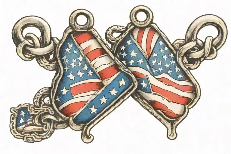American Flag Dog Tags Intertwined