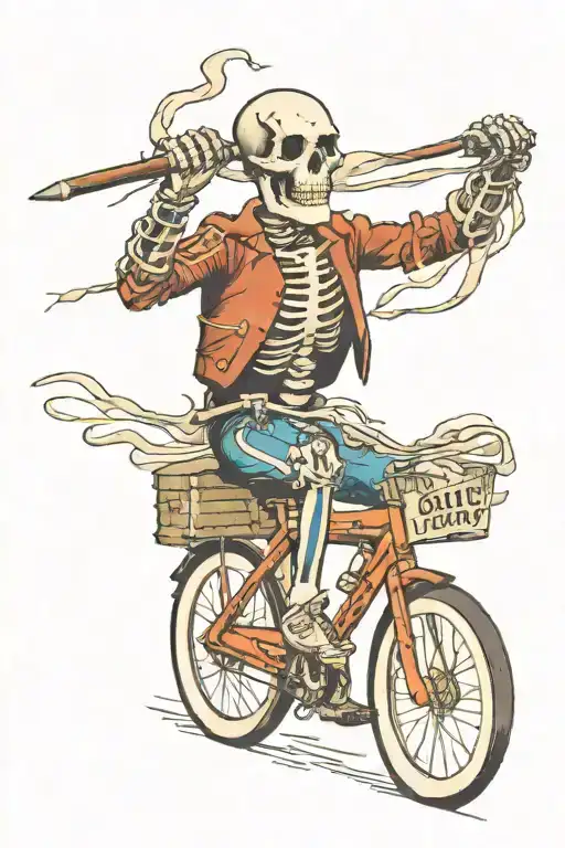 Skeleton Man Biking In The City