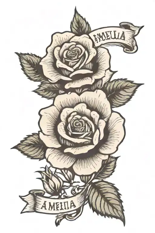 Rose Background With Name Amelia Across It
