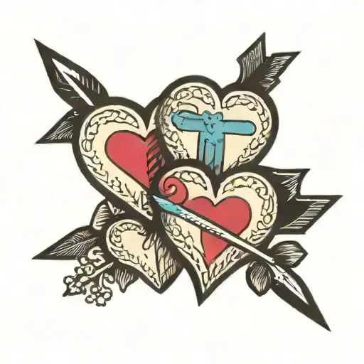 Two Hearts With Faces Connected By An A Arrow Points