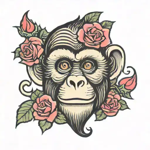 Monkey Face With Roses
