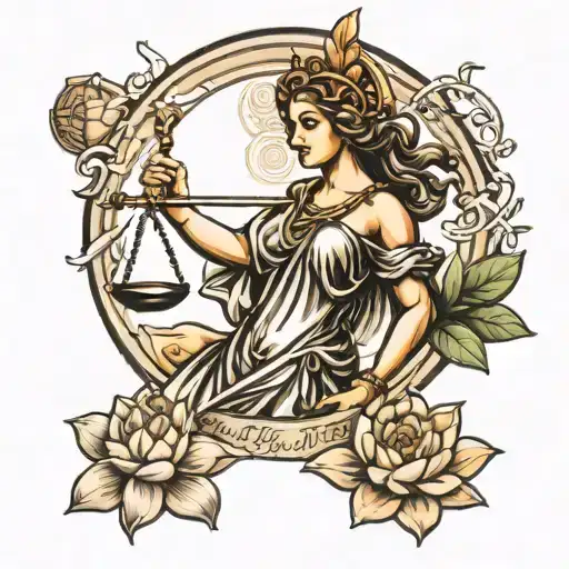 Lady Justice And Lotus Flower