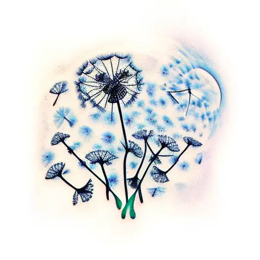 Dandelion With Birds And Just Breathe Written On The Stem