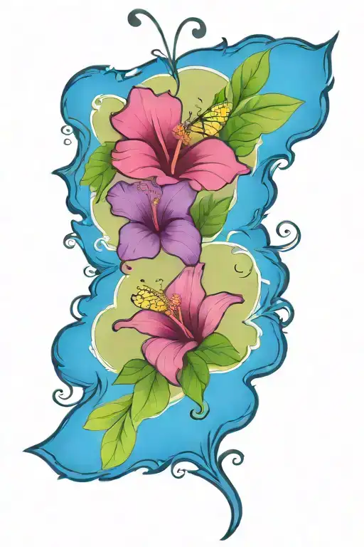Butterfly And Hawaiian Hibiscus