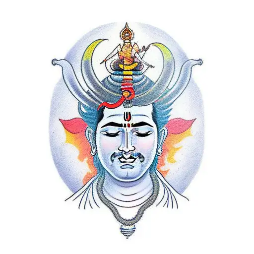 A Realistic Portrait Of Shiva Meditating In The Himalayas