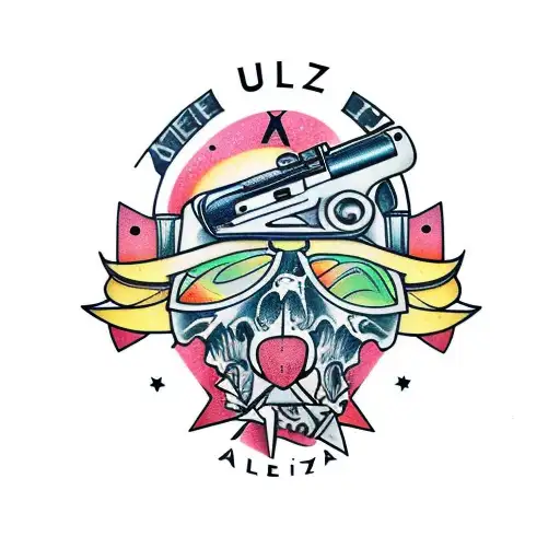 Atelier Attire Logo Uzi Submachine Gun Flash Art
