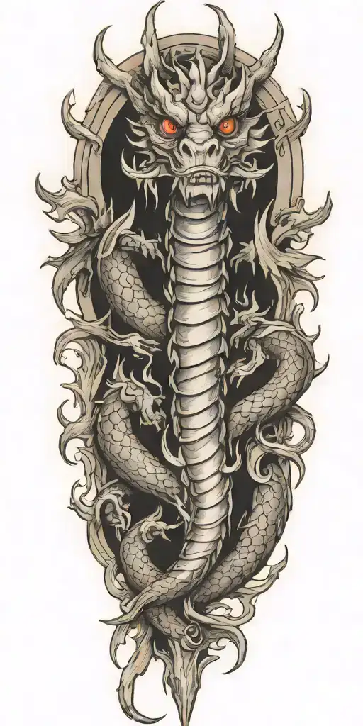 Old Wise Intelligent Wood Dragon Wrapped