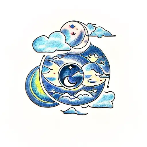 Cloudy Night Sky With Moon