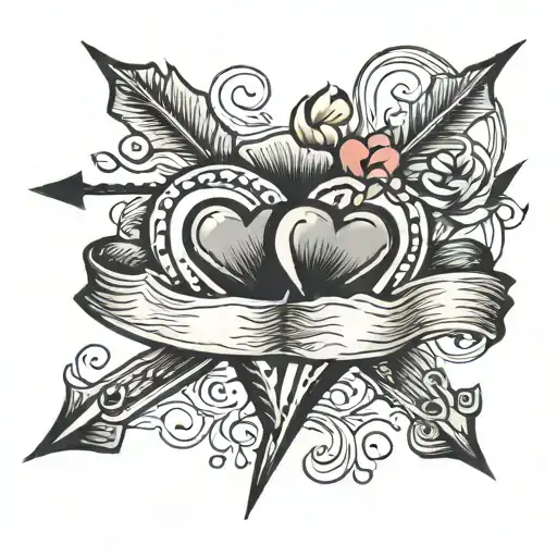 Two Hearts Connected By An A Arrow