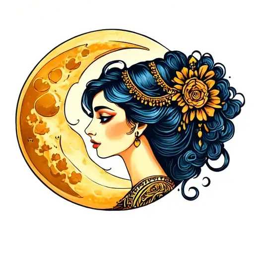 Woman And Moon Inside