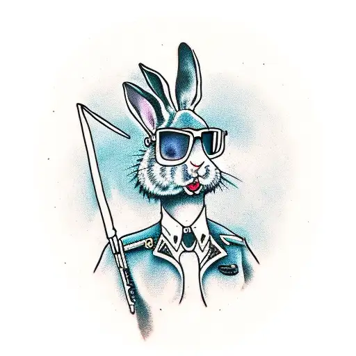 A Cartoon Male Punk Rock Rabbit Character Wearing Sunglasses