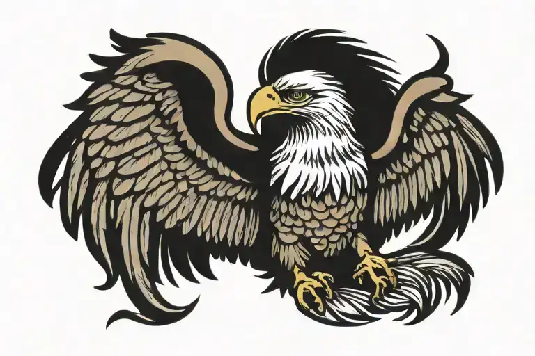 Eagle With Open Angel Wings And A Halo
