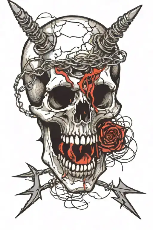 Skull With Barbed Wire Wrapped