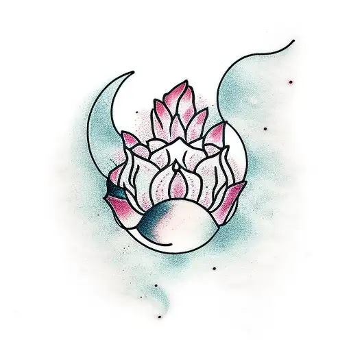 Half Moon And Lotus And Heart