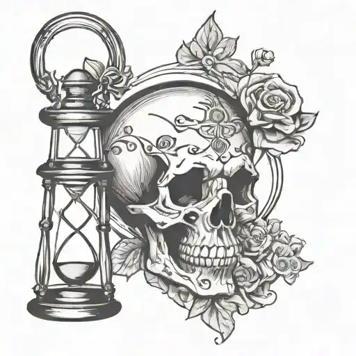 Skull Inside A Hour Glass