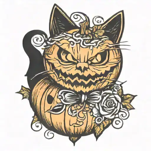 Jack O Lantern And Black Cat