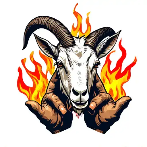 Hands In The Form Of A Goat In Fire And The Inscription Rock