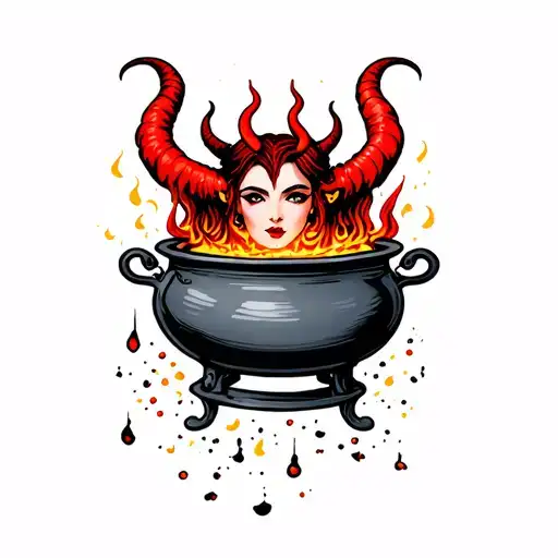 Cauldron Boiling Female Devil