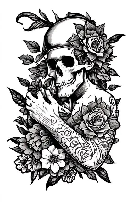 Old School Sleeve Dark Fantasy Tattoo Design