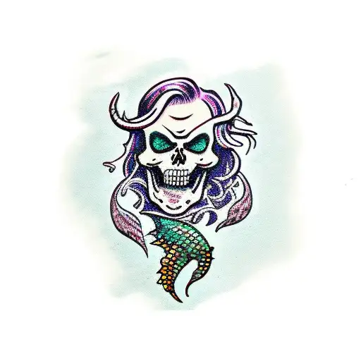 Zombie Skeleton Beautiful Mermaid
