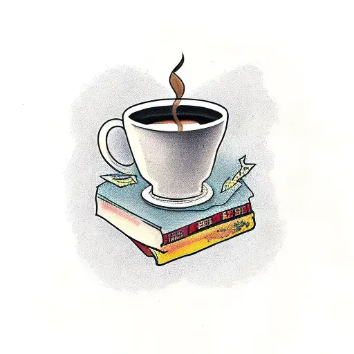 A Cup Of Coffee On A Pile Of Ancient Books