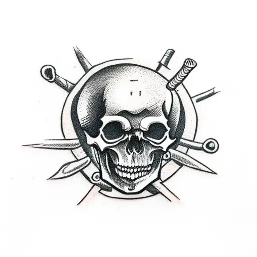 Skull Stabbed With A Dagger