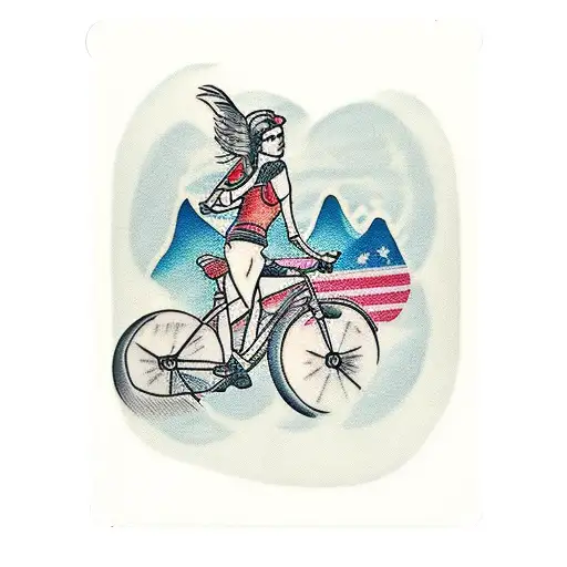 Polaroid Picture With Girl Mountain Biking