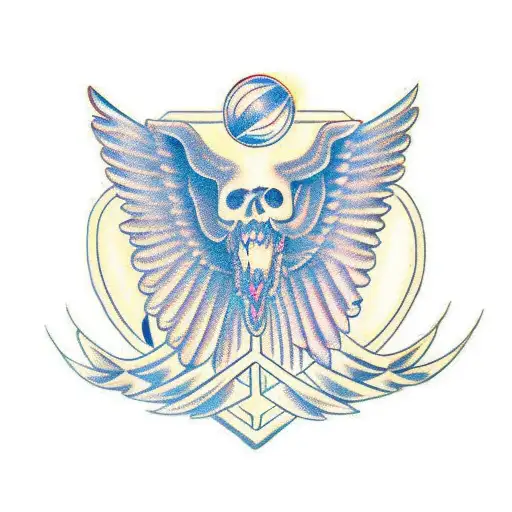 A Pair Of Eyes With Wings And The Word 'Brave' In Greek Letters In A New-school Style