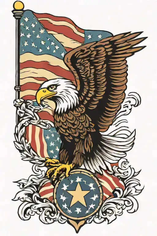 Army Eagle And American Flag