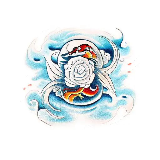 Ying Yang And Koi Fish