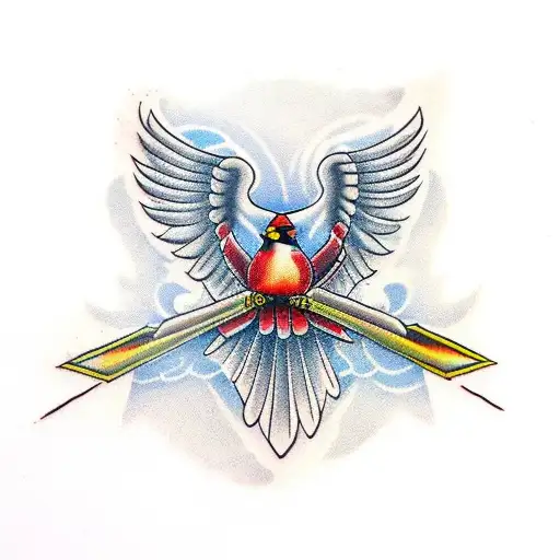 Cardinal And Angel Wing Combined