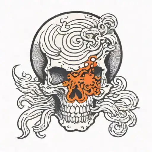 Skull With Japanese Waves