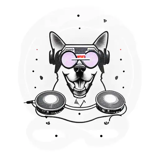 A Dj Wearing A Dog Mask And Surrounded By Electronic Music Equipment
